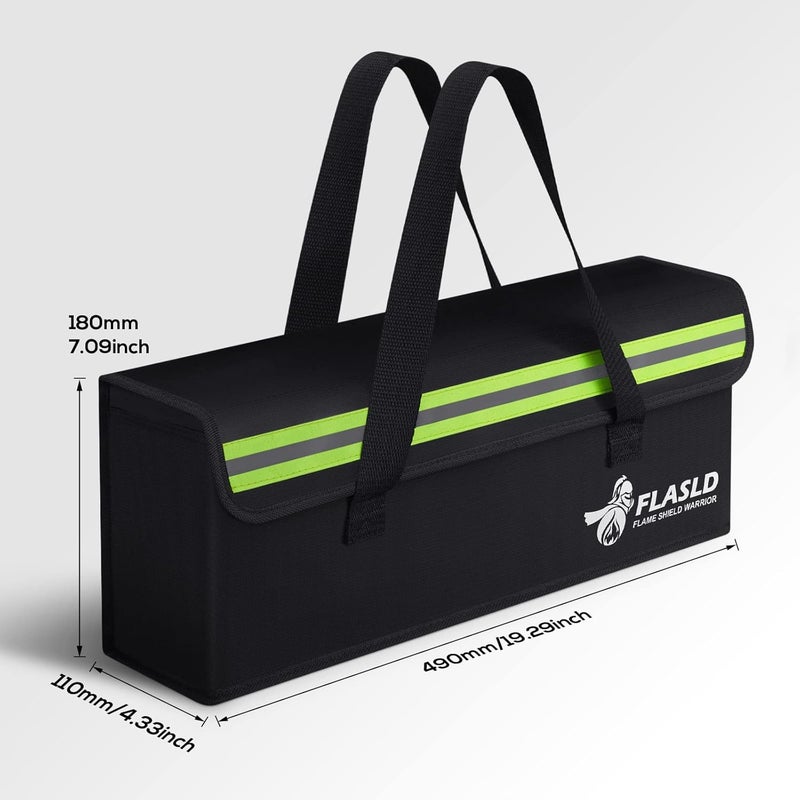 FLASLD 2-Pack Lipo Fireproof Bag Ebike Accessories Battery Charging Case Charge Explosionproof Bag Large Capacity Lipo Battery Storage Guard Safe Box (19.3 x 4.3 x 7in), Black - Image 3